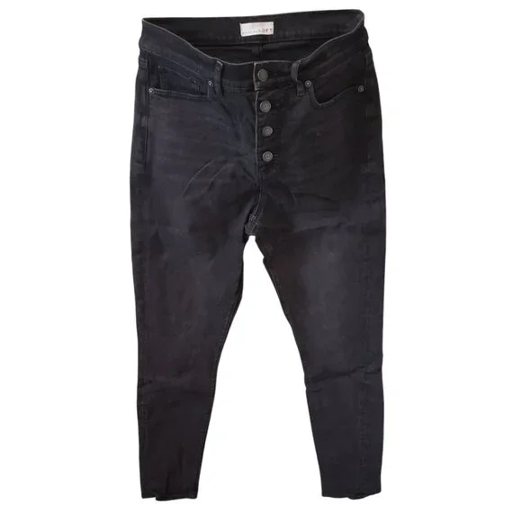 LOFT Jeans Ann Taylor Loft High Waist Skinny Black Jeans Denim